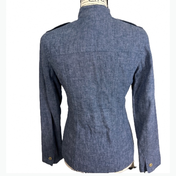 BANANA REPUBLIC BLAZER BLUE LINEN MILITARY STYLE LONG SLEEVE. Size 6 - Picture 3 of 10